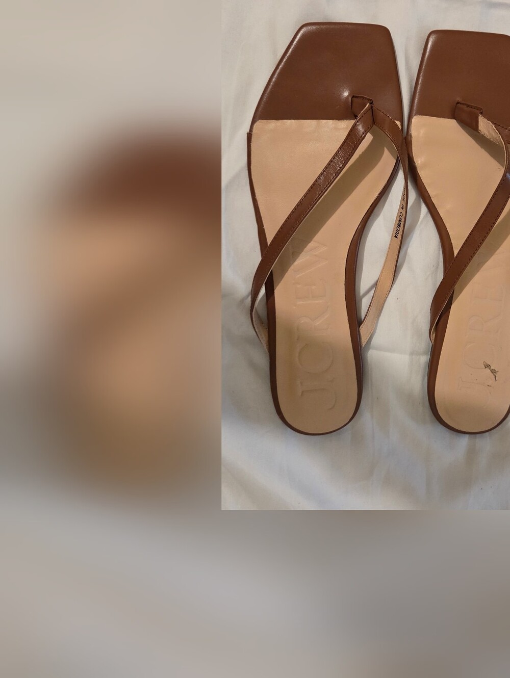 J. Crew Tan/Brown Square-Toe Thong Sandals